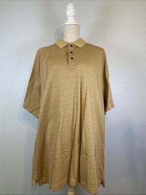 Bolle Golf Tan & Brown Zigzag Print Dry Comfort Golfing Short Sleeve Polo Sz XL